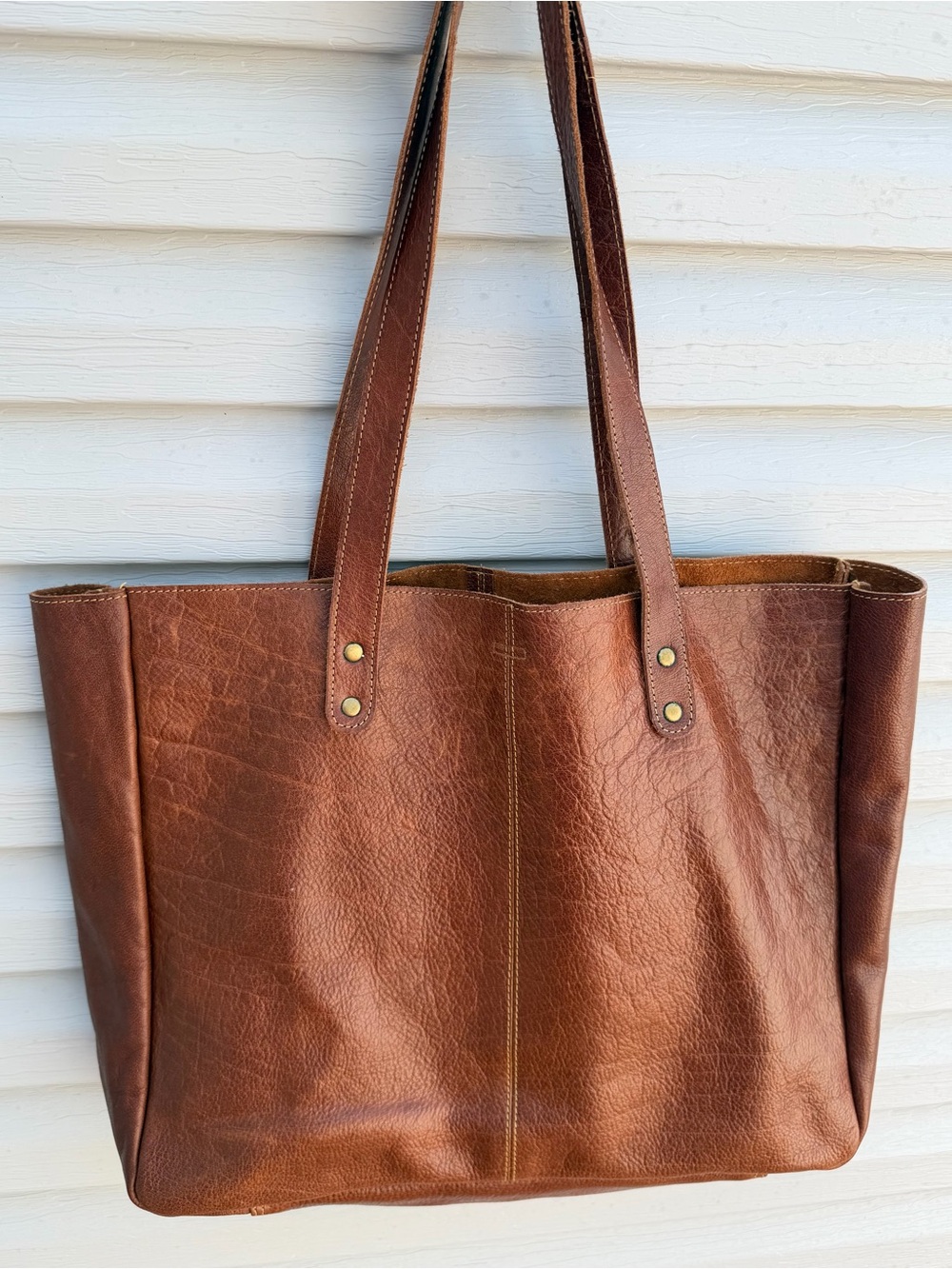 KomalC Brown Distressed Genuine Leather Large Tote Shoulder Bag